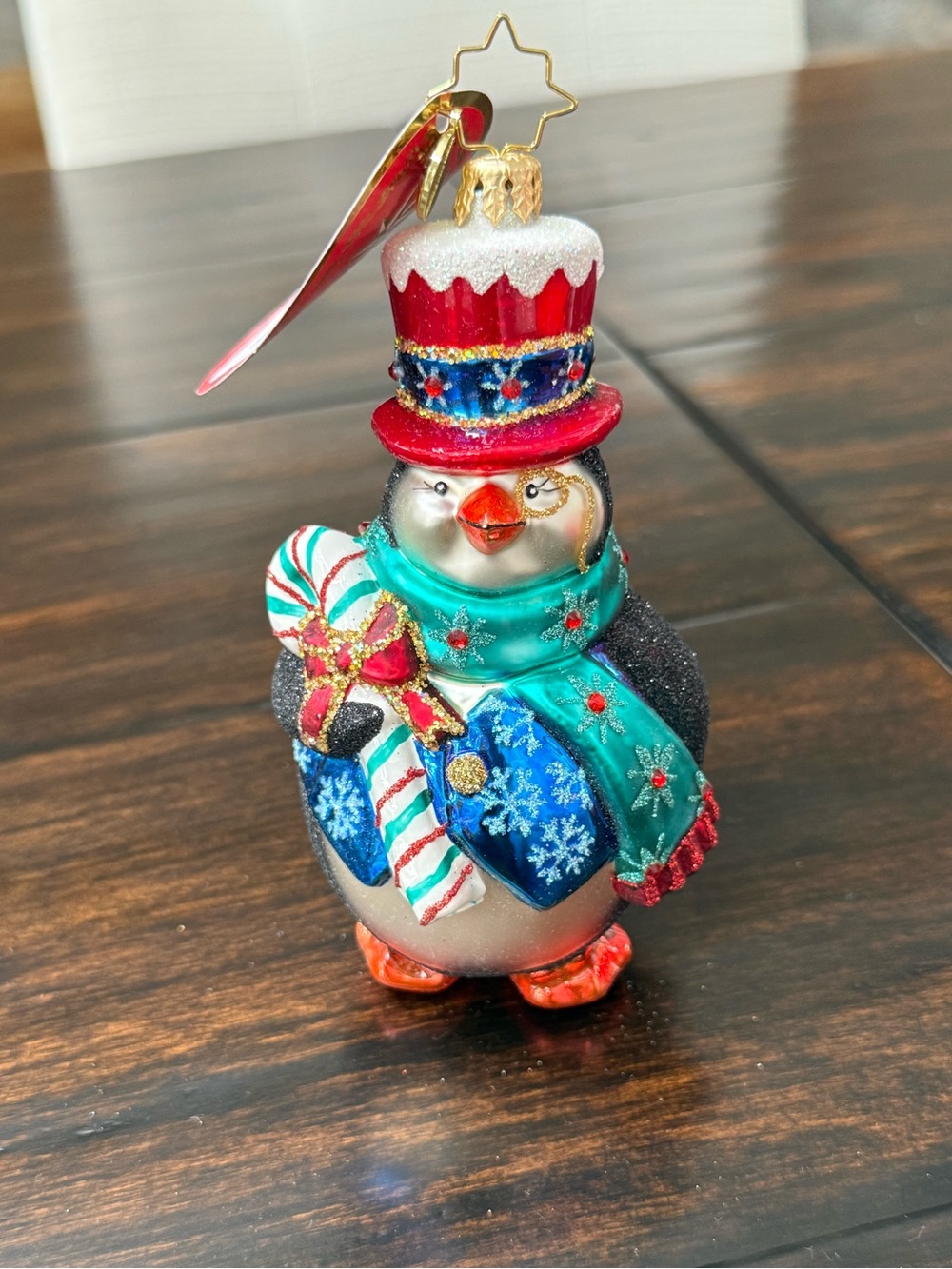 NEW Christopher Radko "Dapper Penguin" Glass Christmas Ornament - 5" with Tag